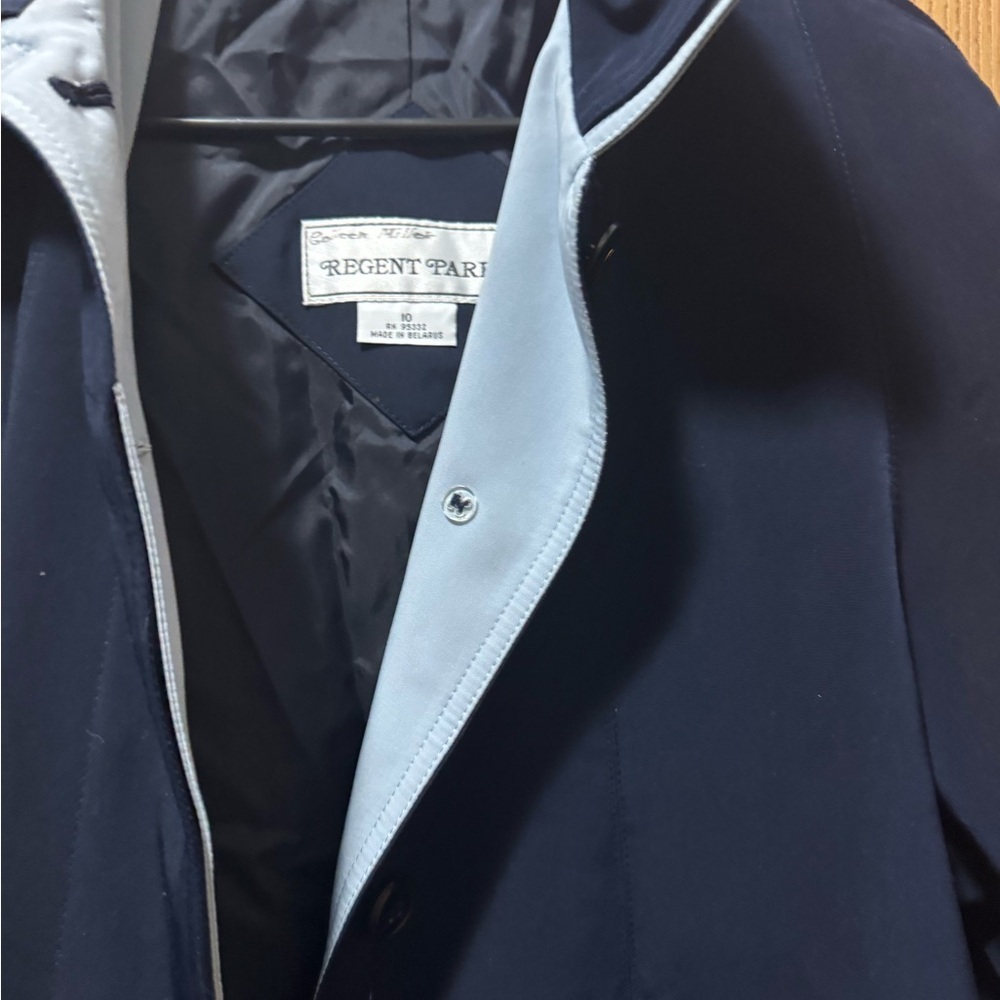 Vintage Regent Park Navy Blue Trench Coat size 10 - Picture 4 of 10